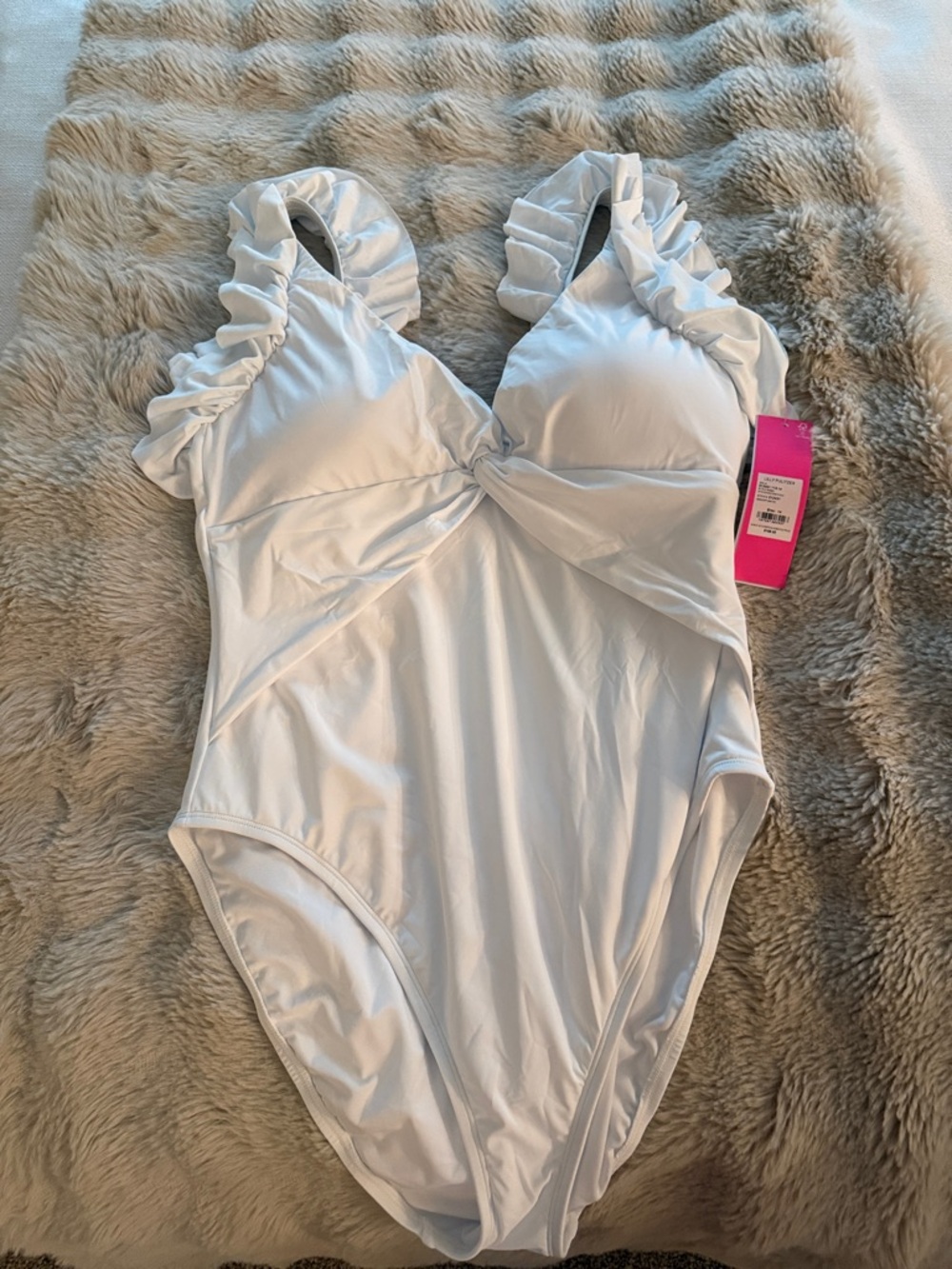One piece white Lilly Pulitzer ruffled swimsuit